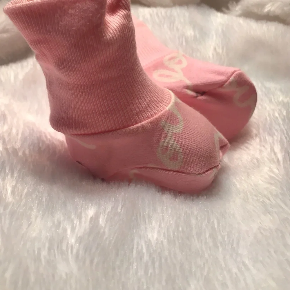 Preemie Baby Pink Love Sock Booties